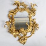 A Rococo style girandole, probably late 19th century, giltwood and gesso with 3 candle brackets,