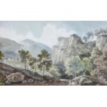 George Barret RA (1732 - 1784), rocky outcrop, watercolour, 23cm x 36cm, framed Good condition