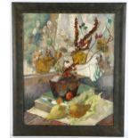 Bertha James (1904 - 1994), still life, oil on canvas, signed, 50cm x 40cm, framed Good condition
