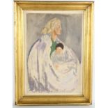 Edna Clarke Hall (1879 - 1979), portrait of woman and child, 39cm x 26cm, framed Good condition