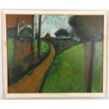 Peter Edwards, landscape, oil on board, signed with artist's label verso, 49cm x 60cm, framed Good