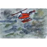 Michael Davies (born 1947), helicopter, watercolour, signed, 21cm x 34cm, framed Good condition