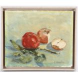 Geoffrey Chatten (born 1938), still life apples, oil on board, signed, 25cm x 30cm, framed A few