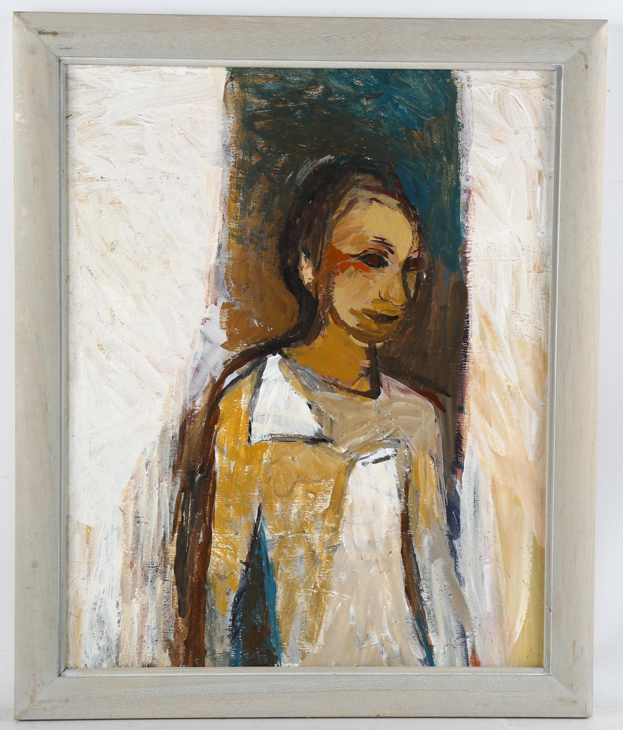 Frank Beanland (1936 - 2019), figure study, oil on board, inscribed verso 2005, 50cm x 40cm, framed