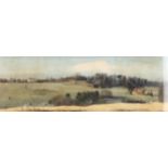 Leslie Worth (1923 - 2009), Woodcoat Park Epsom, watercolour, signed and dated 1957, 18cm x 54cm,