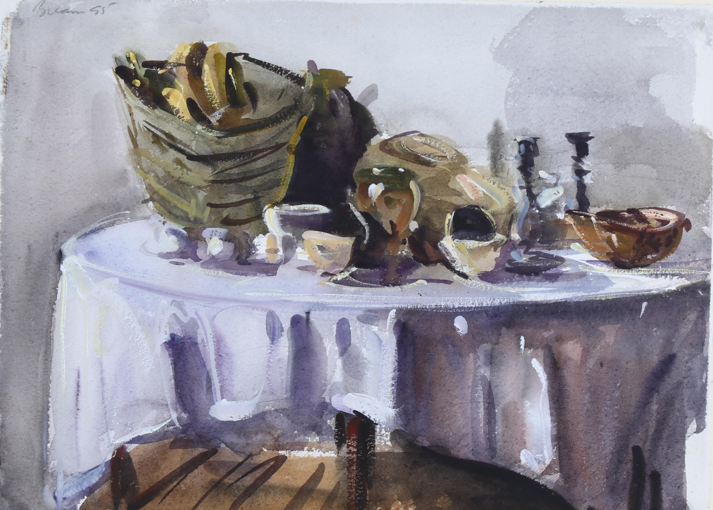 Anthony Bream (born 1943), table Tunisia, 1995, signed, 29cm x 39cm, framed Good condition