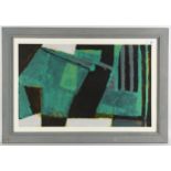 Frank Beanland (1936 - 2019), green abstract, watercolour on paper, 37cm x 59cm, framed There