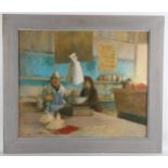 Audrey Lanceman (born 1931), the grocer's shop, oil on board, signed, 50cm x 60cm, framed Good