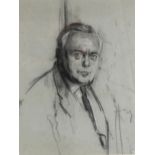 Ruskin Spear (1911 - 1990), portrait of Harold Wilson, charcoal/chalk, study for final painting,