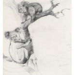 Spencer Roberts (1920 - 1997), Koala bears, pencil sketch, 37cm x 34cm, framed Good condition