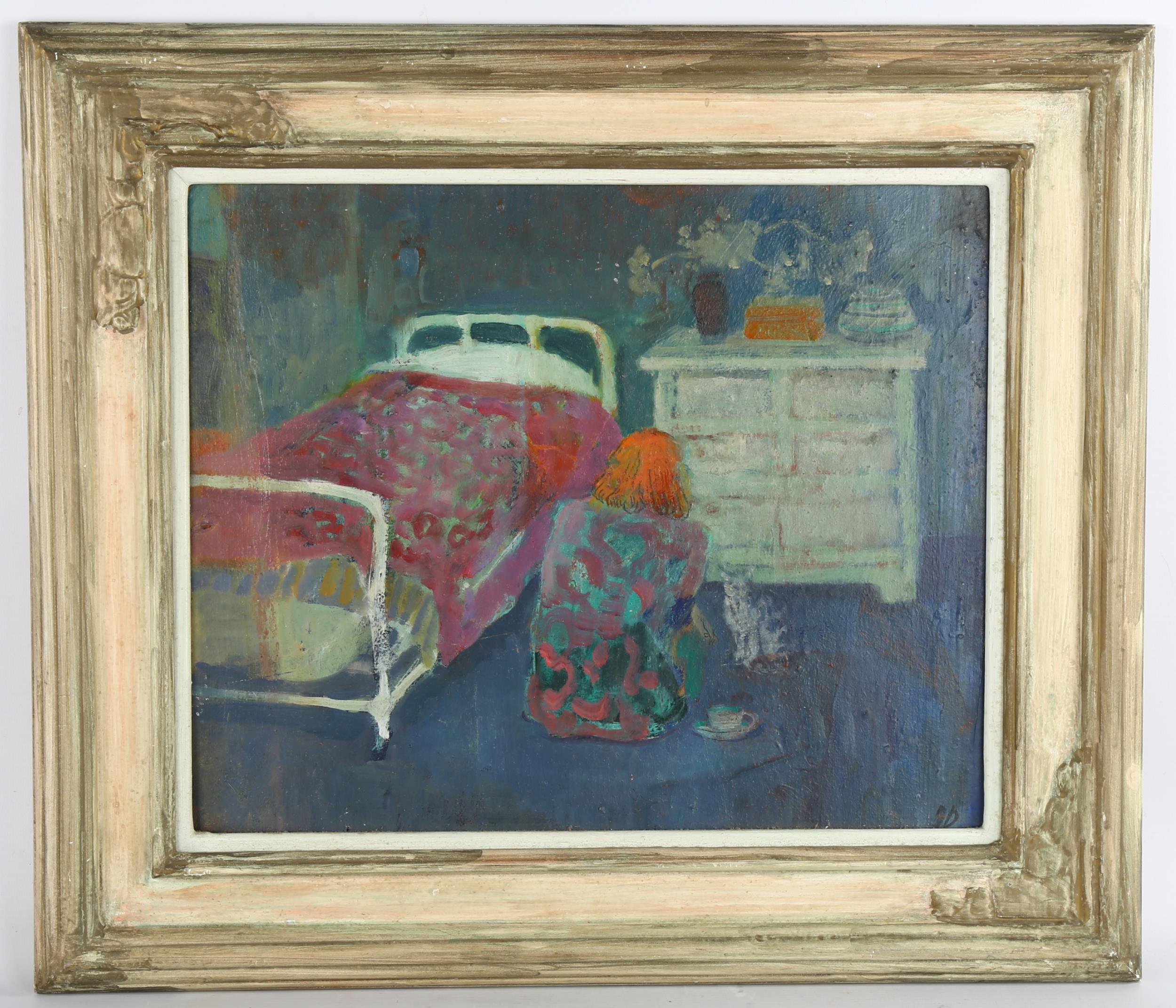 James Palmer (born 1917), interior, oil on board, 35cm x 43cm, framed Good original condition
