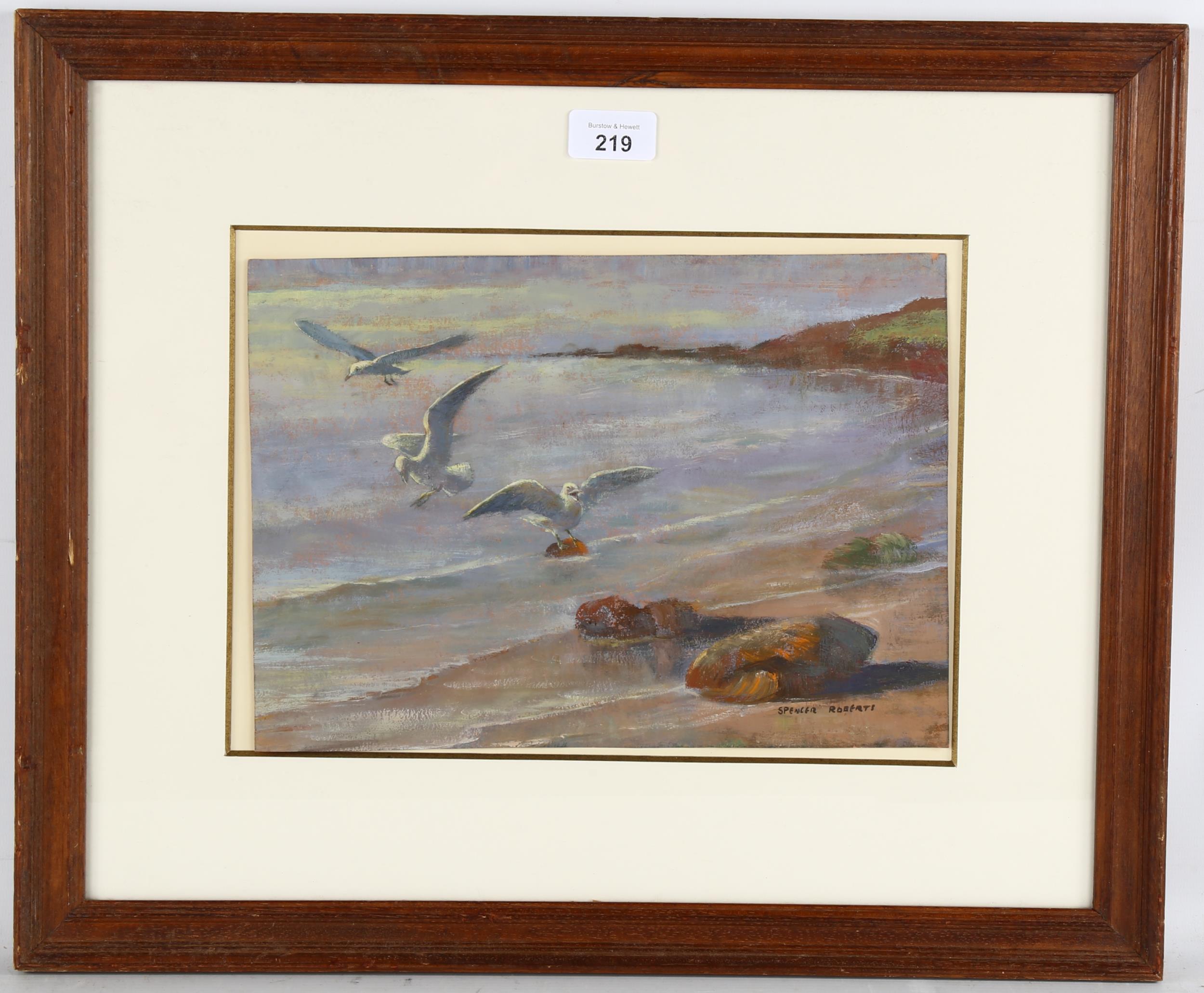 Spencer Roberts (1920 - 1997), gulls at the shore, oil on board, signed, 22cm x 30cm, framed Good - Image 2 of 4