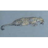 Arthur Wardle (1864 - 1949), leopard, charcoal/chalk on blue paper, 19cm x 34cm, framed Good