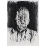 Clare Shenstone (born 1948), study of Francis Bacon, charcoal on paper, signed, provenance: