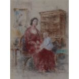 Myles Tonks (1890 - 1960), portrait of woman and child, coloured pastels, 30cm x23cm, framed Good