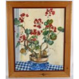 Nicky Clark, still life pot plant, oil on board, 54cm x 42cm, framed A few spots of dirt, no