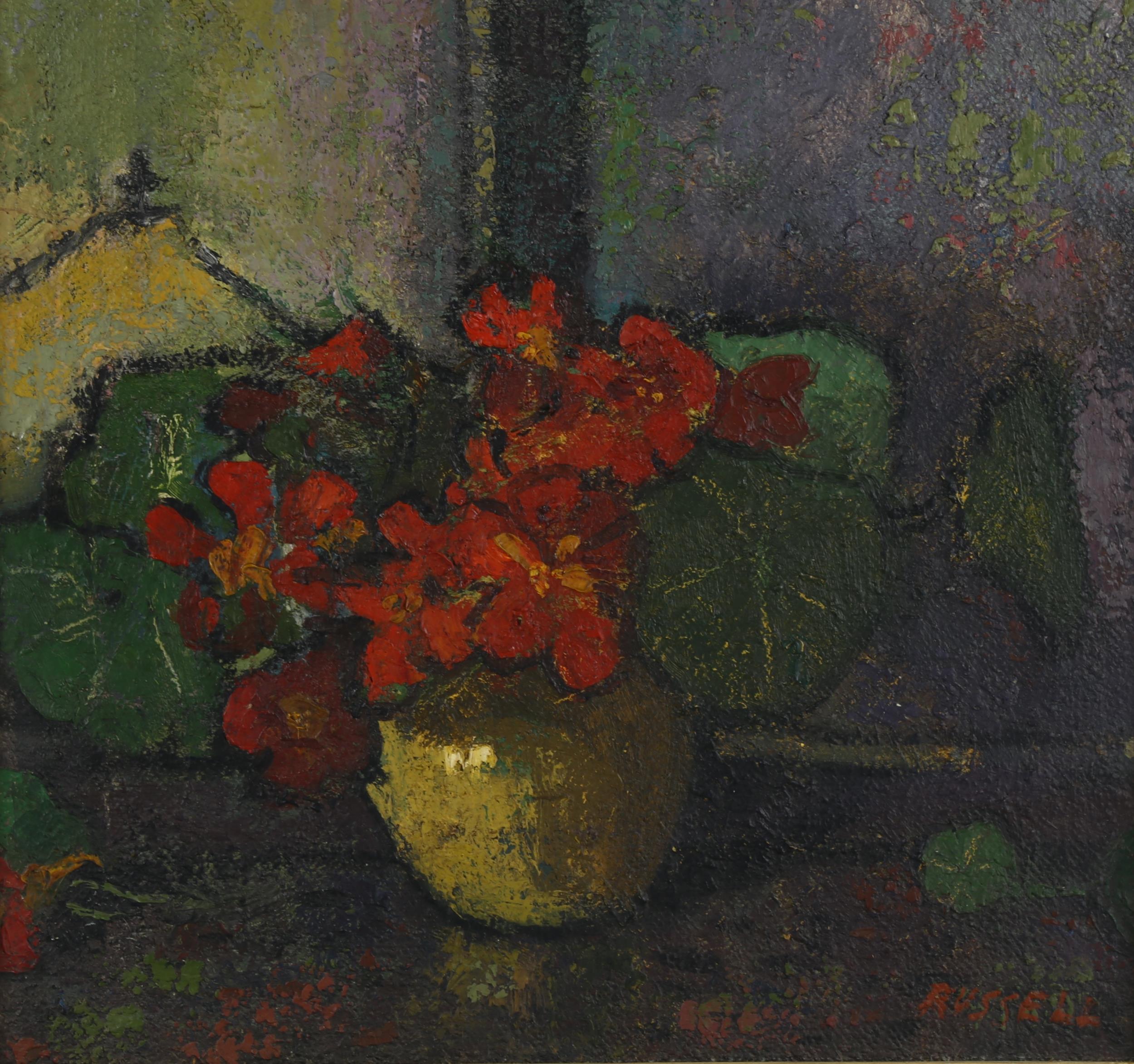 Russell, still life nasturtiums circa 1930, oil on canvas, signed, 34cm x 36cm, framed Good original - Image 2 of 4