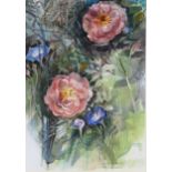 Audrey Macleod (born 1936), roses and convolvulus, watercolour, signed, 45cm x 32cm, framed Good