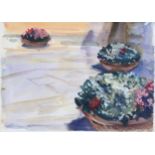 Anthony Bream (born 1943), Patio Pots, watercolour, signed and dated 2004, 28cm x 38cm, mounted Good