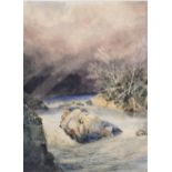 Copley Fielding (1787 - 1855), mountain rapids, watercolour, 32cm x 23cm, framed Good condition