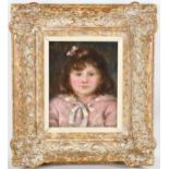 Mid-20th century portrait of a girl, oil on board, unsigned, 24cm x 19cm, framed Good condition