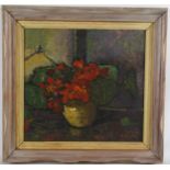 Russell, still life nasturtiums circa 1930, oil on canvas, signed, 34cm x 36cm, framed Good original