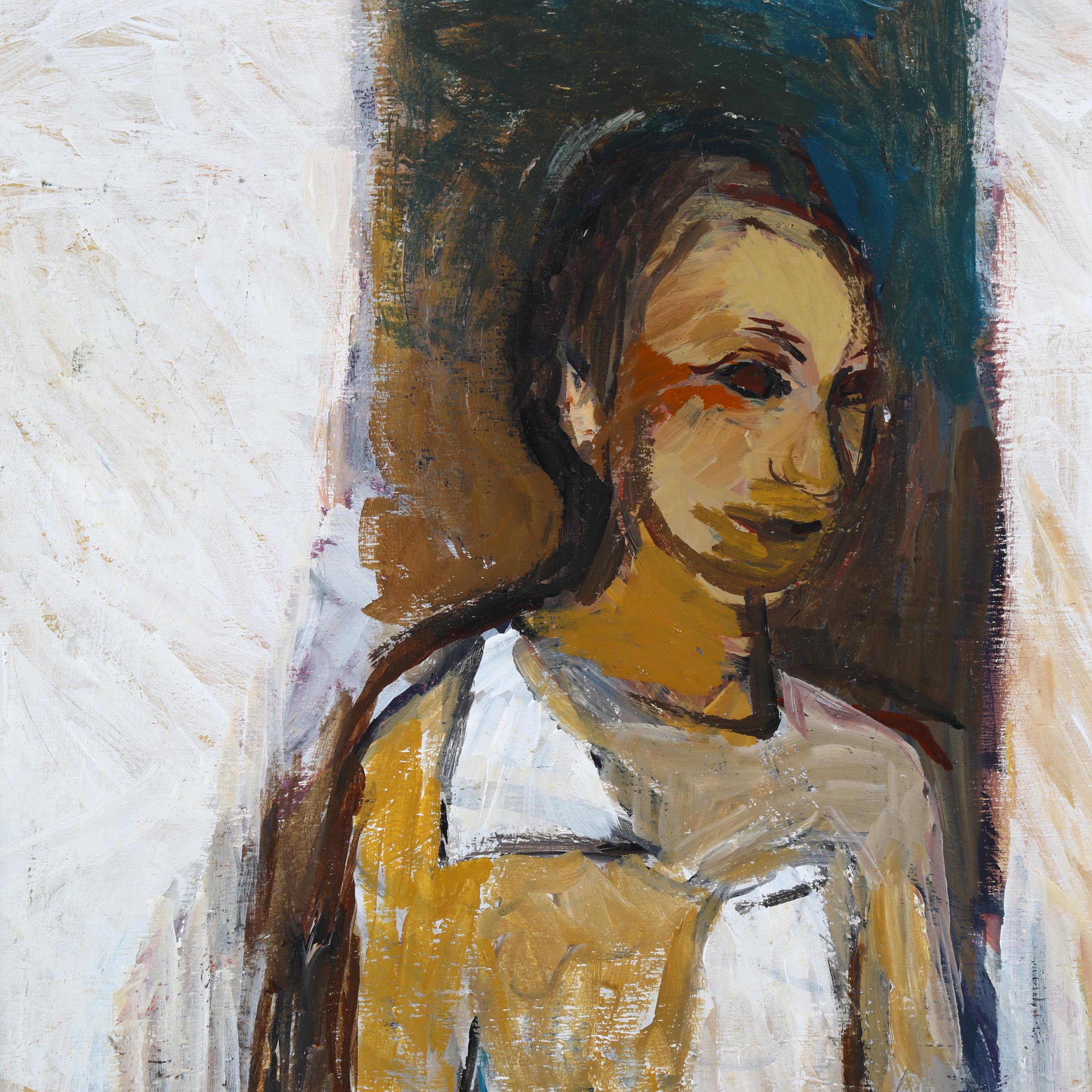 Frank Beanland (1936 - 2019), figure study, oil on board, inscribed verso 2005, 50cm x 40cm, framed - Image 2 of 4