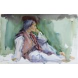 Anthony Bream (born 1943), Tunisian Girl, watercolour, signed and dated 1998, 33cm x 50cm, framed