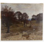 Alexander Brownlie Docharty (1862 - 1940), sheep in moonlit landscape, oil on canvas, signed, 60cm x