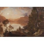 Joshua Cristall POWS (1767 - 1847), moonlight Loch Lomond, watercolour, 31cm x 46cm, framed Good