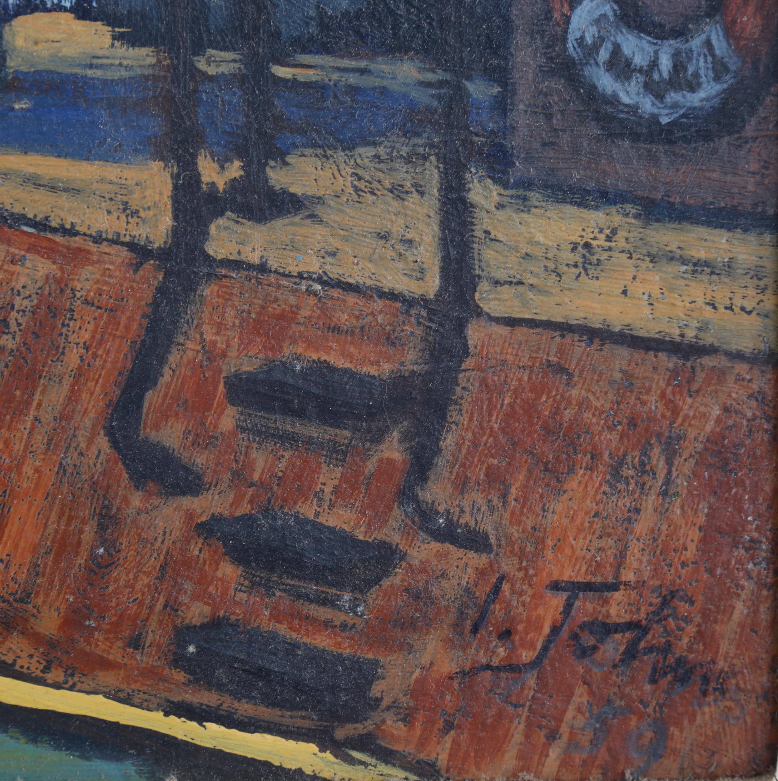 Ivor Johns (1924 - 1993), Tug In The Port, oil on board, signed and dated 1959, 40cm x 50cm, - Image 2 of 4