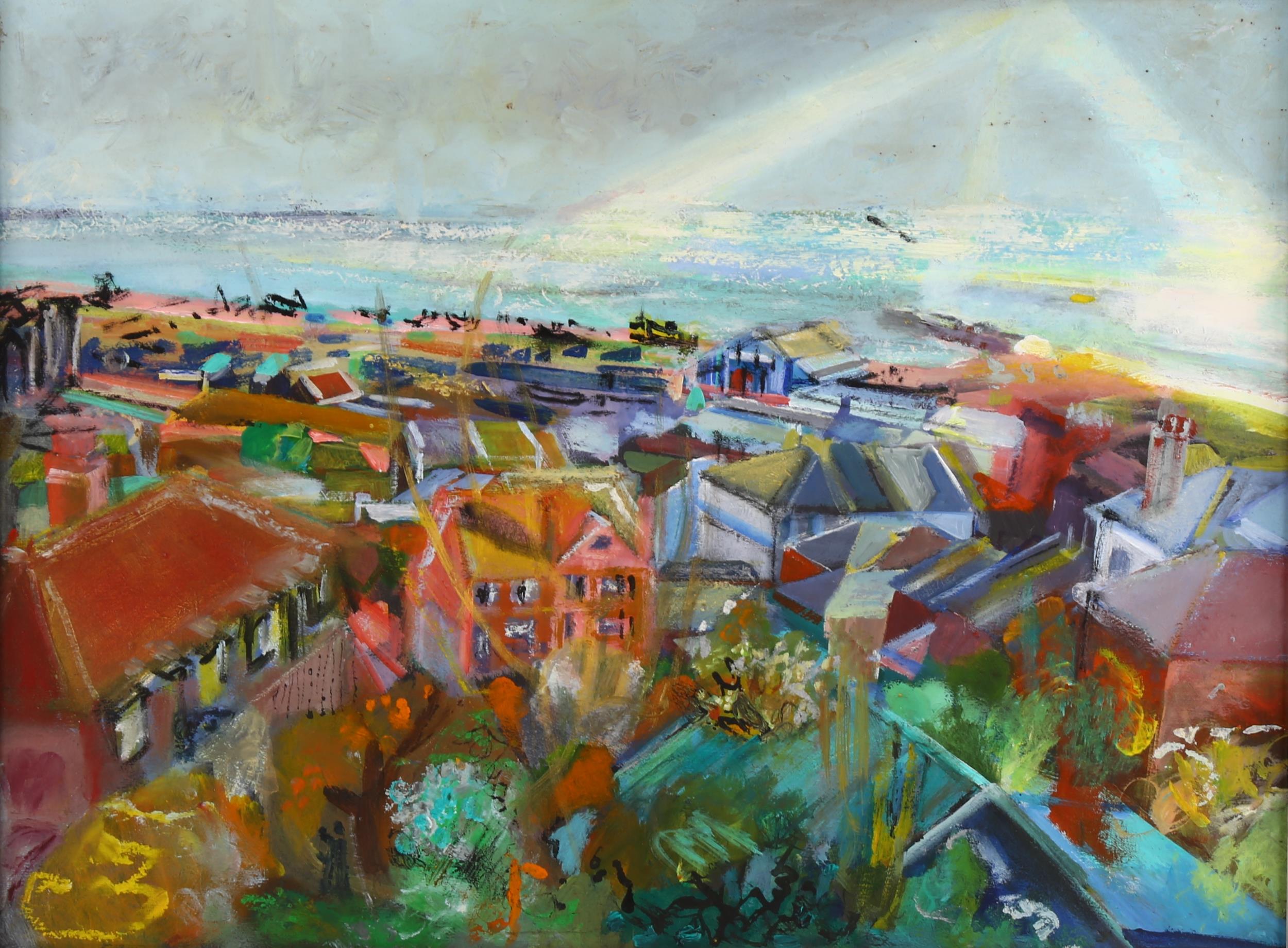 Angela Braven (born 1947), Hastings Old Town, oil on board, inscribed verso, 30cm x 40cm, framed