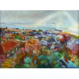 Angela Braven (born 1947), Hastings Old Town, oil on board, inscribed verso, 30cm x 40cm, framed