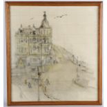 Dean Howell (born 1946), buildings on Hastings seafront, ink/watercolour, signed, 52cm x 47cm,