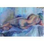 Judy Dewsbury, nude life study, oil on paper, signed and dated 2009, 40cm x 60cm, framed Good