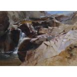 Edward Richardson ANWS (1810 - 1874), mountain rapids Eskdale, watercolour and body colour, 31cm x