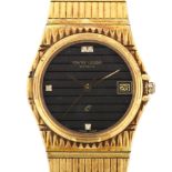 FAVRE-LEUBA - a mid-size gold plated stainless steel quartz bracelet watch, ref. 3949.51, black dial