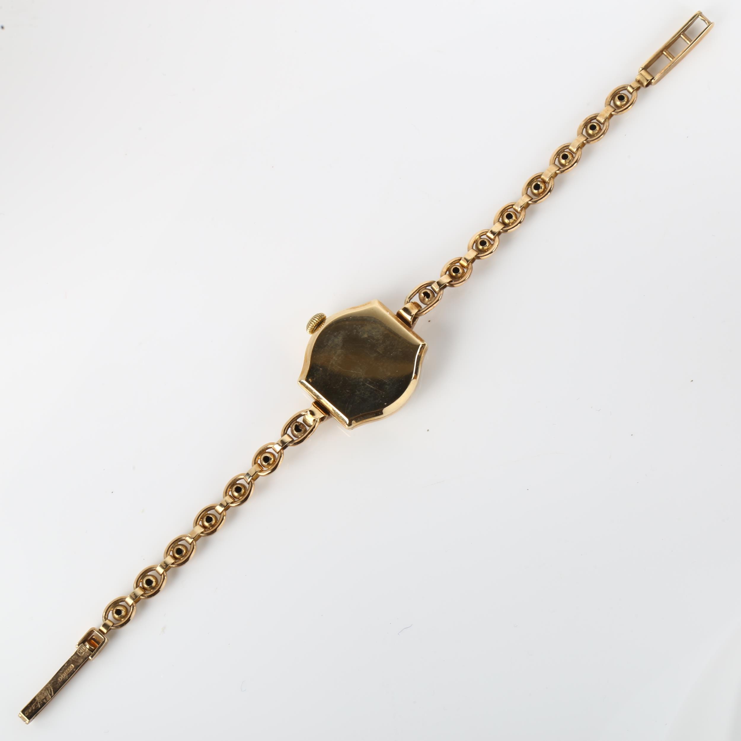 VERTEX - a lady's 9ct gold mechanical bracelet watch, circa 1952, silvered dial with gilt Arabic - Image 3 of 5