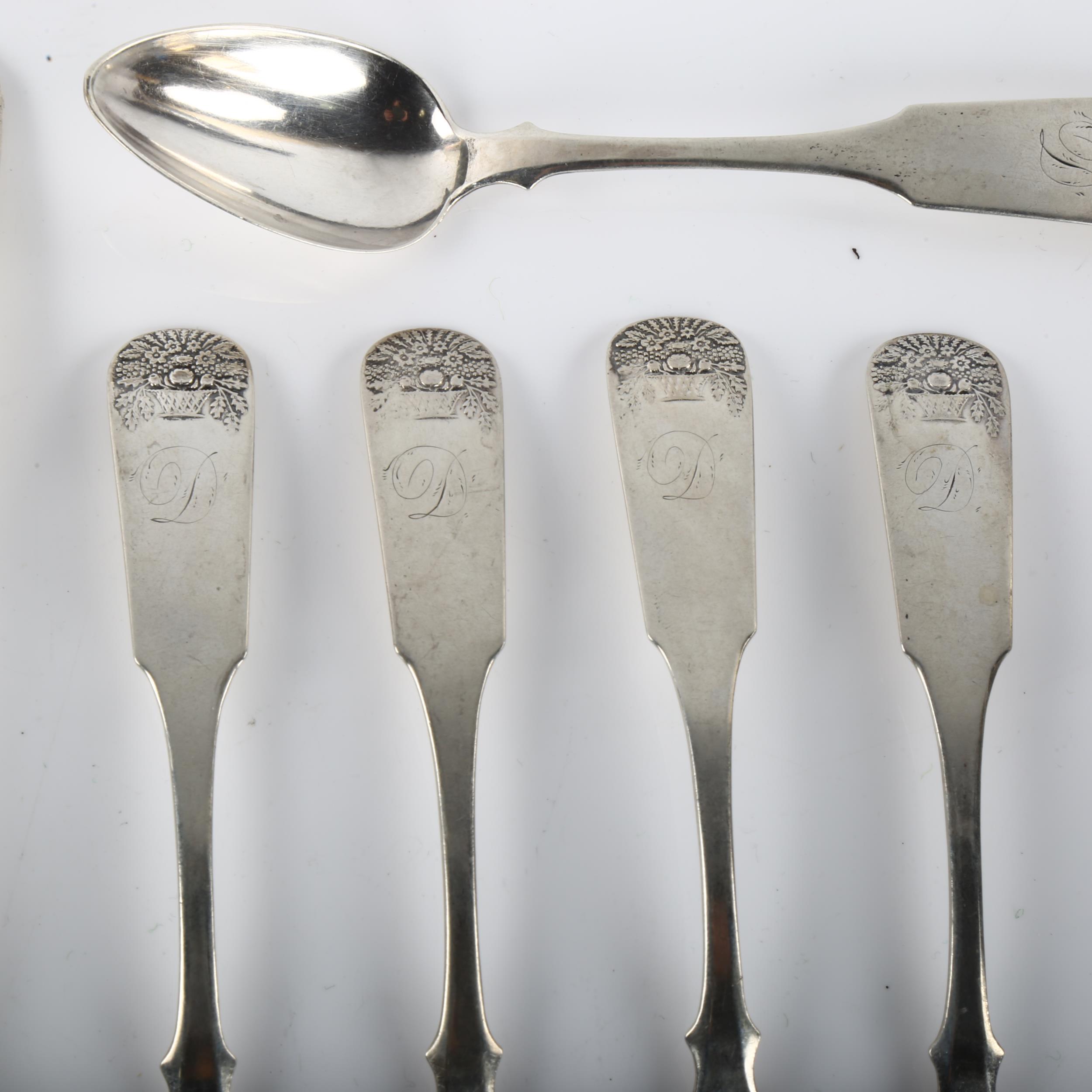 A group of American silver 'Basket Of Flowers' pattern spoons, tablespoon by Amabel Brasier, - Image 2 of 3