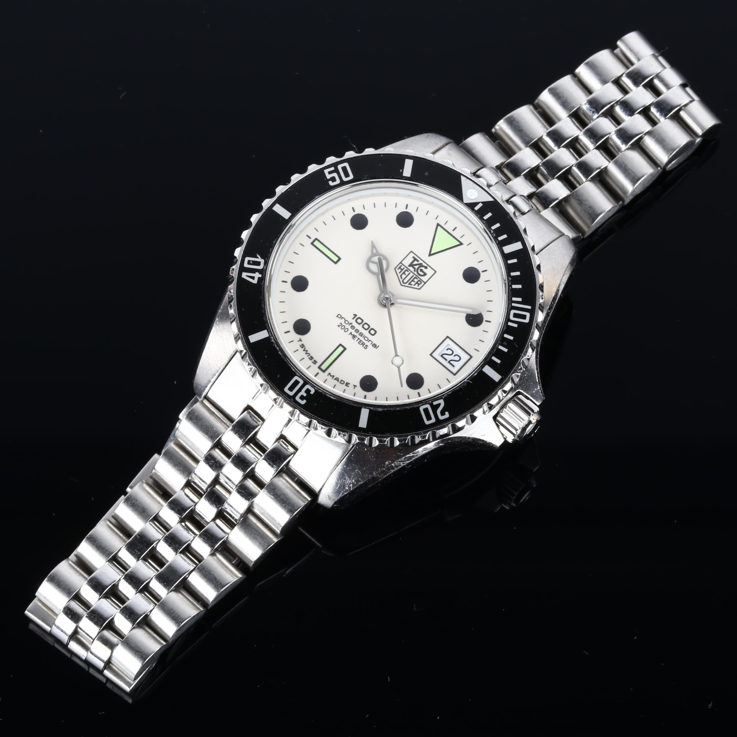 TAG HEUER - a Vintage stainless steel 1000 Professional 200M quartz bracelet watch, ref. 980.113N, - Image 2 of 5