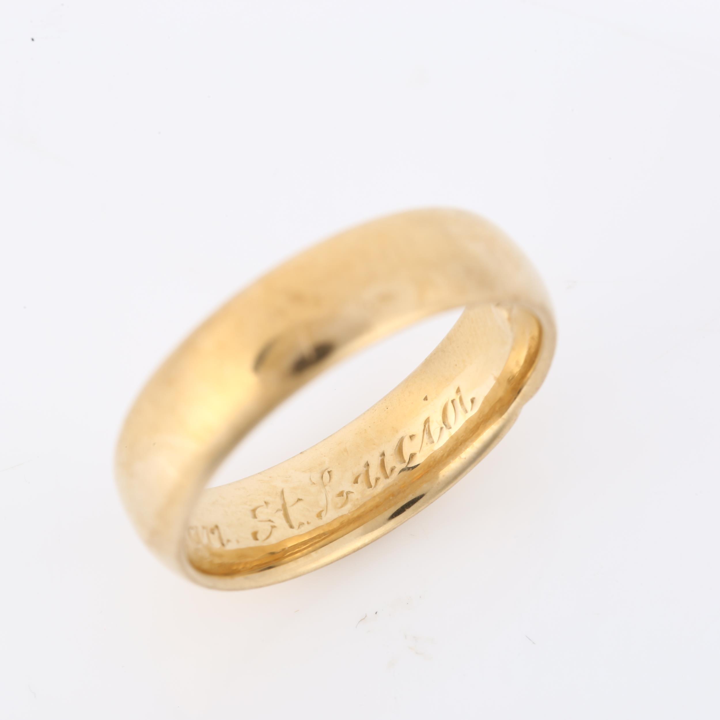 A late 20th century 9ct gold wedding band ring, maker's marks B Brothers, band width 5.9mm, size - Image 2 of 4