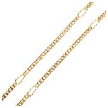 A 9ct gold flat curb link chain necklace, import hallmarks Birmingham 1979, necklace length 60cm,