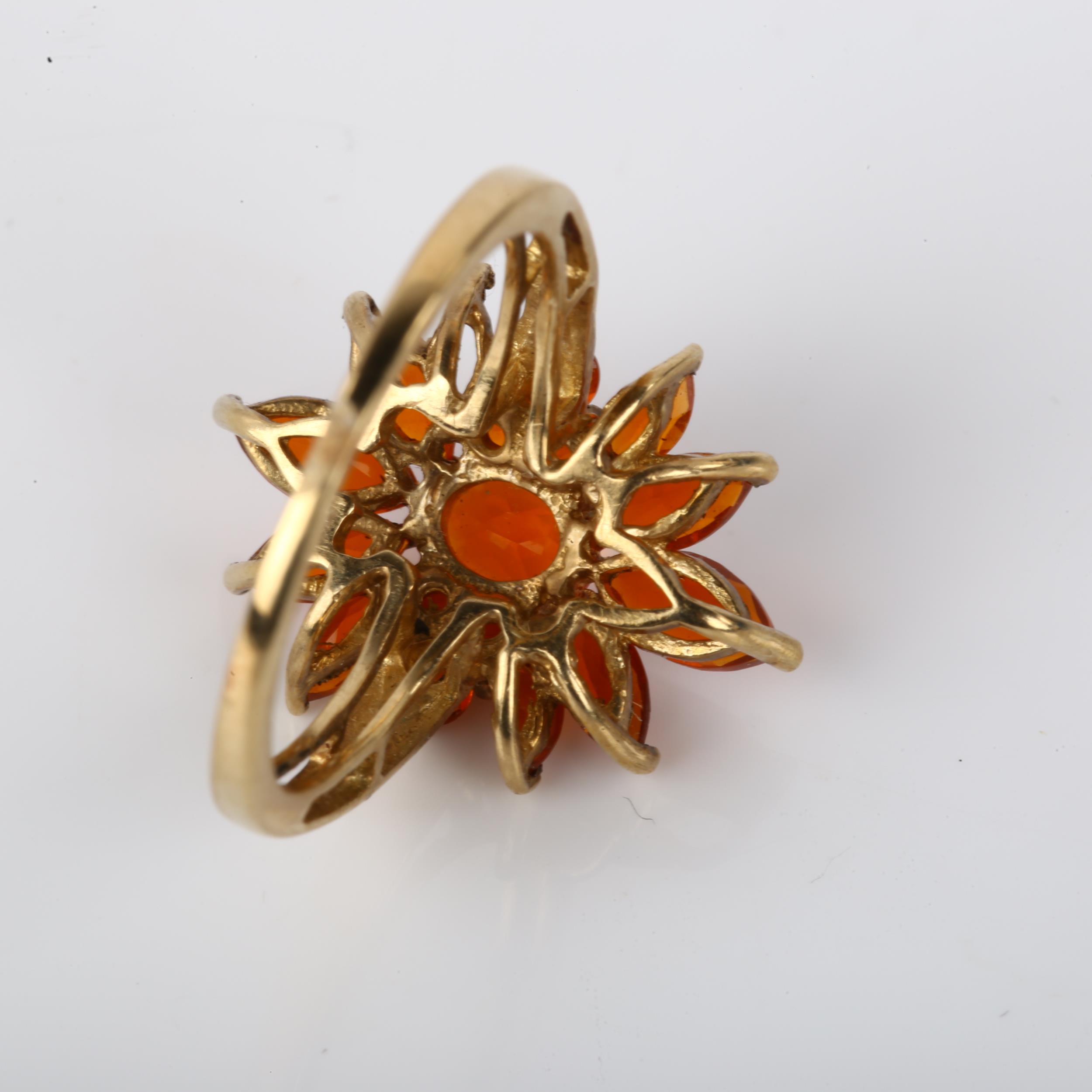 A modern 9ct gold fire opal cluster ring, setting height 18.8mm, size K, 2.8g, and a collection of - Image 3 of 4