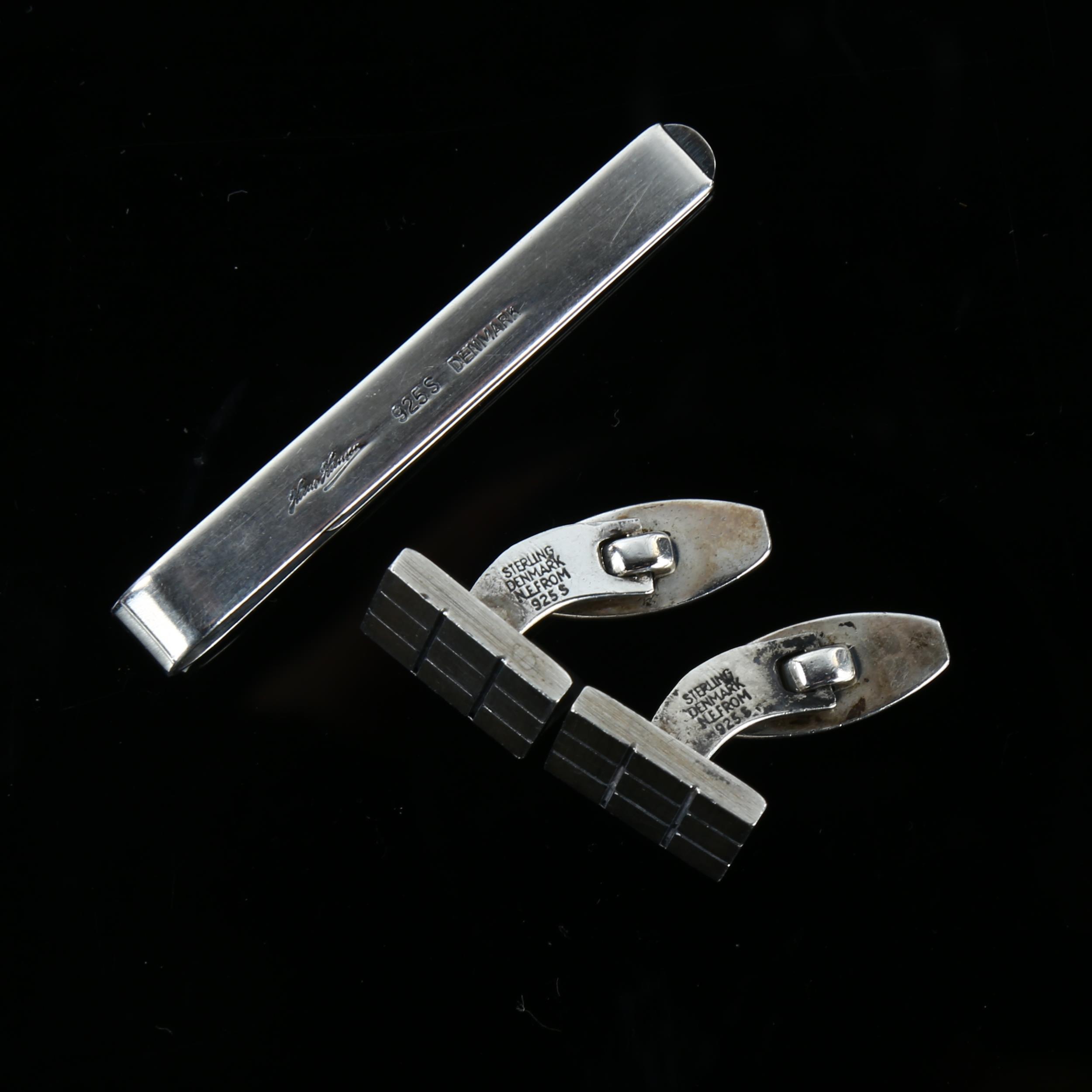 Various Danish sterling silver dress jewellery, comprising Hans Hansen tie clip, and Niels Erik From - Image 3 of 4