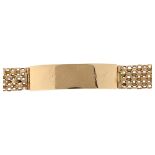 An Italian 14ct gold identity bracelet, length 21cm, 22.5g No damage or repairs, central panel has