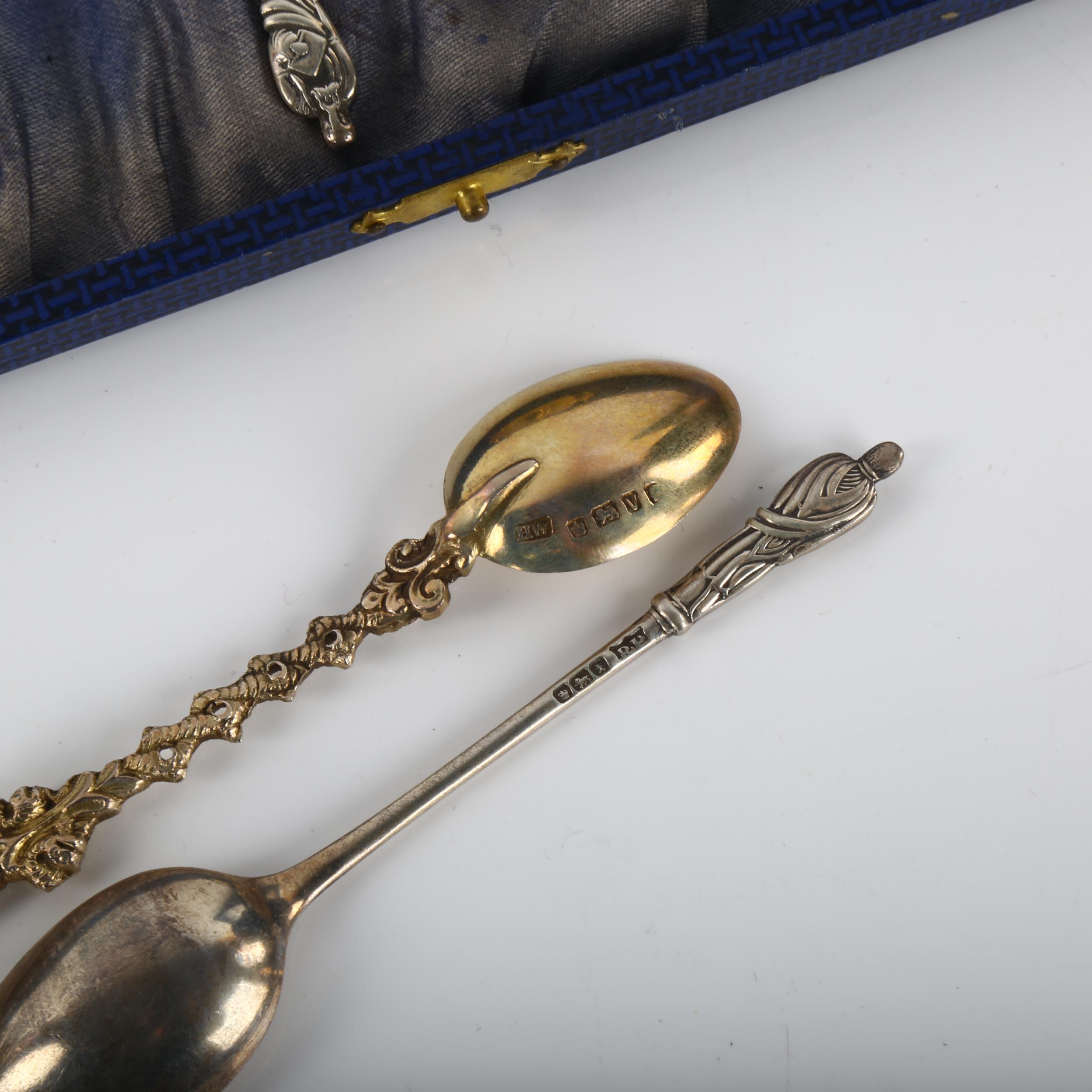 2 cased sets of silver Apostle teaspoons and sugar tongs, including Sheffield 1888 and 1915 No - Image 3 of 3