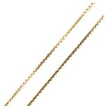 A 9ct gold box link chain necklace, necklace length 42cm, 9g No damage or repairs, no broken