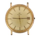 OMEGA - a gold plated stainless steel mechanical wristwatch head, champagne dial with gilt baton