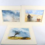 William Tuck (1900 - 1999), 3 watercolours, marine and landscape scenes, all signed, 25cm x 35cm,