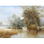 Late 19th century British School, a Thames backwater, watercolour, unsigned, 24cm x 33cm, framed